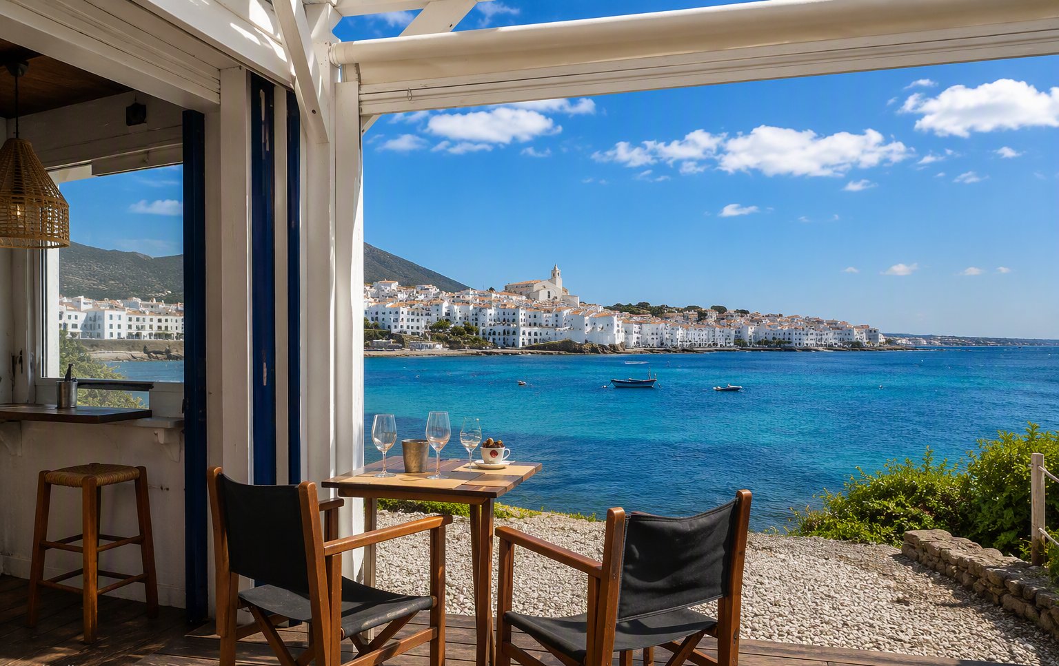Table for two facing the bay of Cadaqués